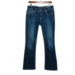 Miss Me JP5769B Bootcut Jeans Dark Wash Fleur De Lis Embroidered Womens 29